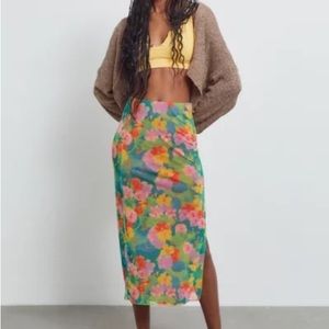 Urban Outfitters Frankie Mesh Floral Skirt - Multicolor